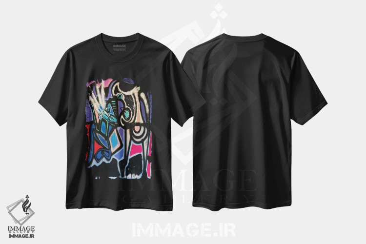 تیشرت مشکی طرح دار آبستره اکسپرسیو یک، آبستره اثر فرانتیشک فلوریان | فروشگاه ایماژ