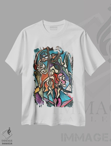 تیشرت سفید طرح دار آبستره اکسپرسیو سه، آبستره اثر فرانتیشک فلوریان | فروشگاه ایماژ