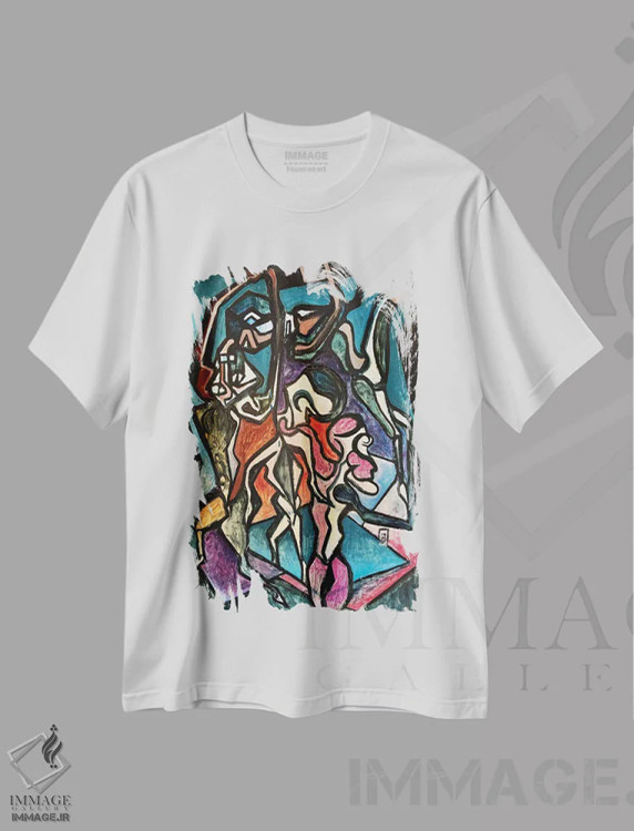 تیشرت سفید طرح دار آبستره اکسپرسیو سه، آبستره اثر فرانتیشک فلوریان | فروشگاه ایماژ