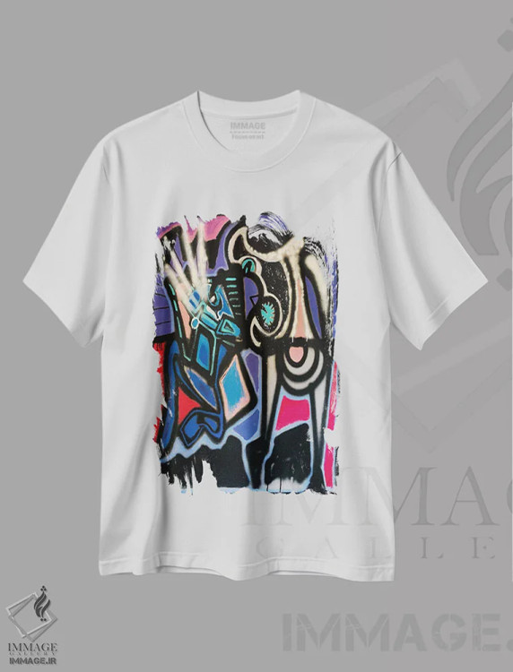 تیشرت سفید طرح دار آبستره اکسپرسیو یک، آبستره اثر فرانتیشک فلوریان | immage.ir