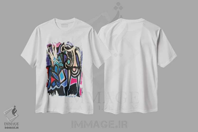 تیشرت سفید طرح دار آبستره اکسپرسیو یک، آبستره اثر فرانتیشک فلوریان | immage.ir