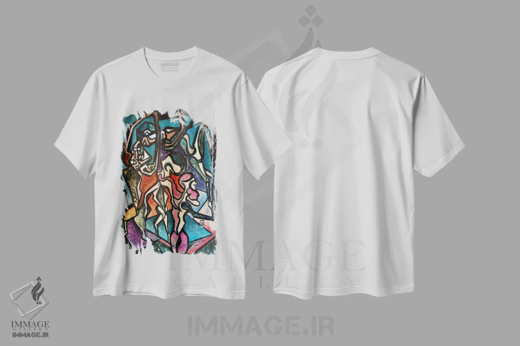 تیشرت سفید طرح دار آبستره اکسپرسیو سه، آبستره اثر فرانتیشک فلوریان | فروشگاه ایماژ