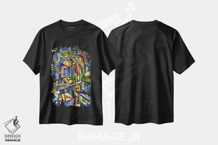 تیشرت مشکی طرح دار آبستره فانکی هجده، آبستره اثر فرانتیشک فلوریان | فروشگاه ایماژ