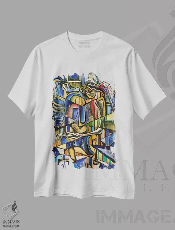تیشرت سفید طرح دار آبستره فانکی هجده، آبستره اثر فرانتیشک فلوریان | immage.ir