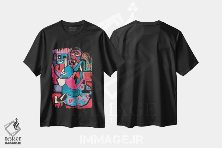 تیشرت مشکی طرح دار آبستره اکسپرسیو شش، آبستره اثر فرانتیشک فلوریان | immage.ir