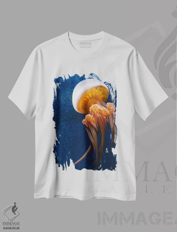 تیشرت سفید طرح دار عروس دریایی یک، مدیوم اثر فابیان فورتمن | فروشگاه ایماژ