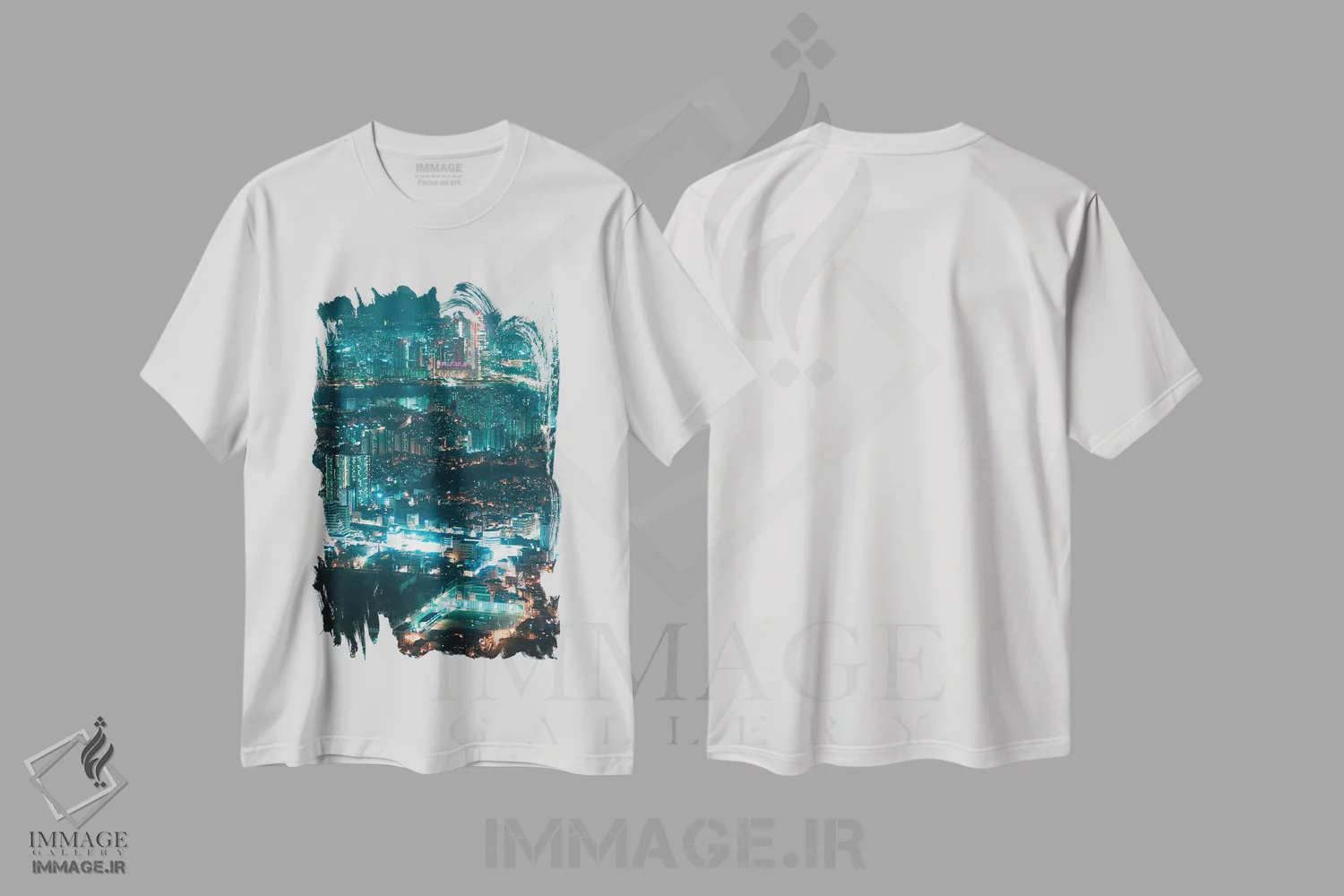 تیشرت سفید طرح دار چراغ های شبانه سئول چهار، مدیوم اثر فابیان فورتمن | immage.ir