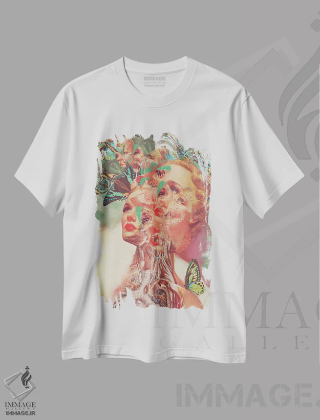 تیشرت سفید طرح دار فرانسس، دکوراسیون جایگزین اثر اف اف او آرت | فروشگاه ایماژ