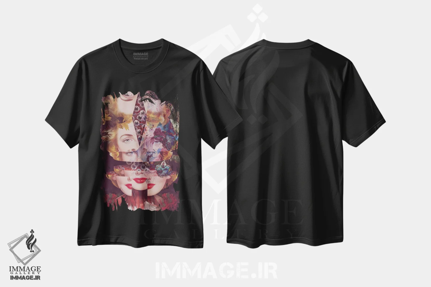 تیشرت مشکی طرح دار به تکه ها افتادن، دکوراسیون جایگزین اثر اف اف او آرت | immage.ir