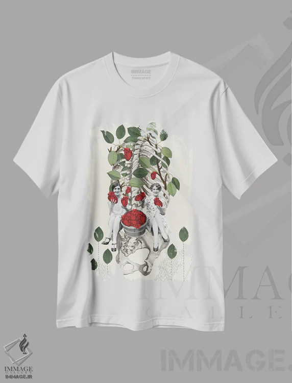 تیشرت سفید طرح دار قلب ها، دکوراسیون جایگزین اثر اف اف او آرت | فروشگاه ایماژ