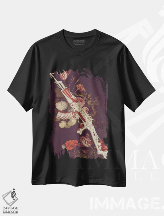 تیشرت مشکی طرح دار گوشت دم توپ، دکوراسیون جایگزین اثر اف اف او آرت | فروشگاه ایماژ