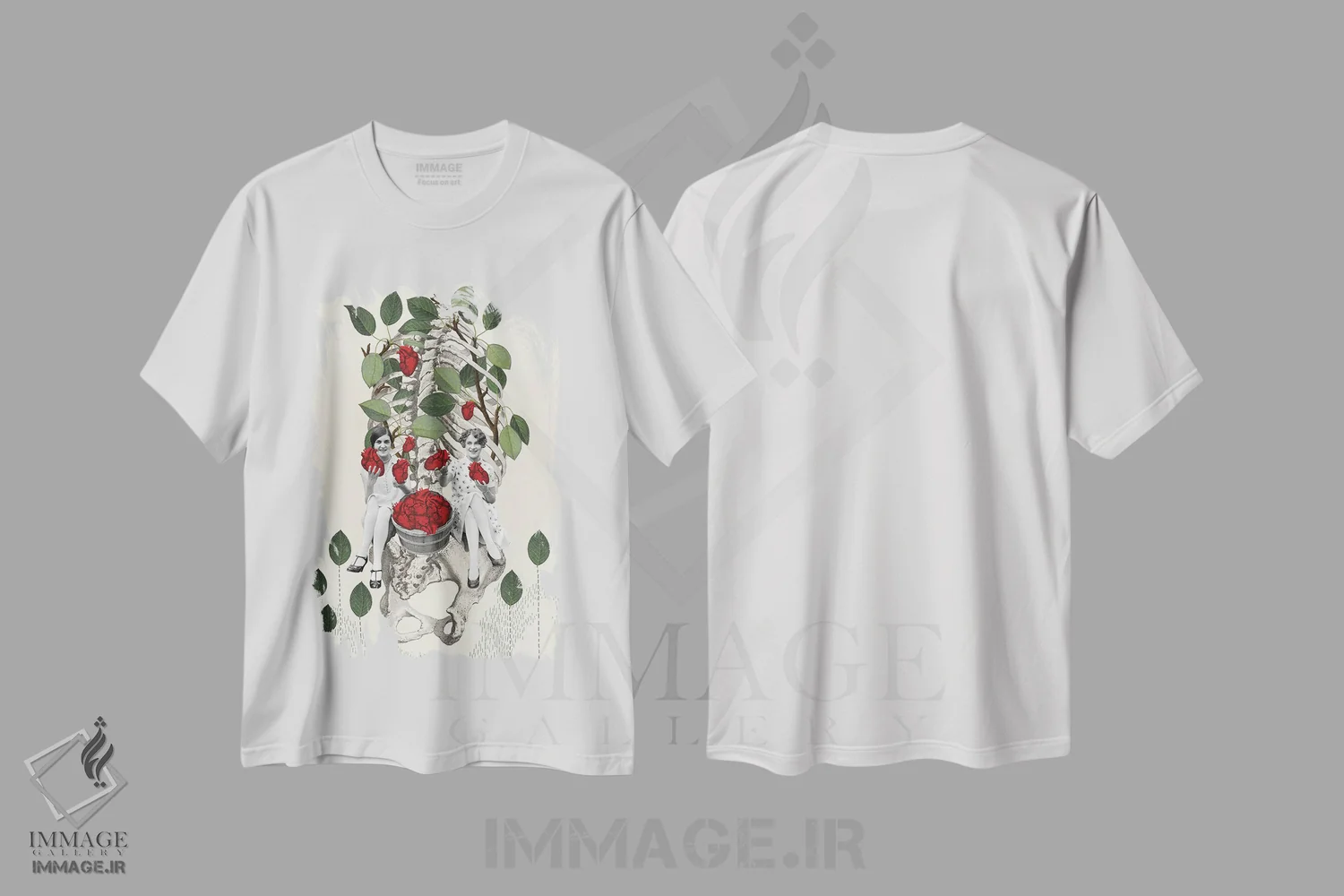 تیشرت سفید طرح دار قلب ها، دکوراسیون جایگزین اثر اف اف او آرت | فروشگاه ایماژ