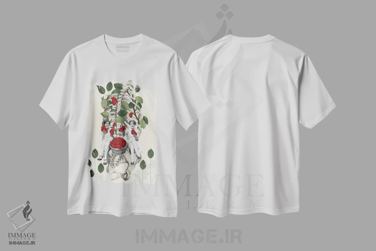 تیشرت سفید طرح دار قلب ها، دکوراسیون جایگزین اثر اف اف او آرت | فروشگاه ایماژ