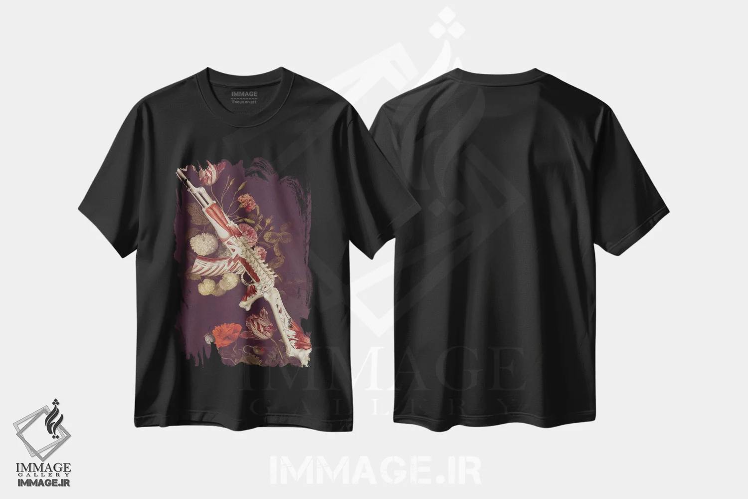 تیشرت مشکی طرح دار گوشت دم توپ، دکوراسیون جایگزین اثر اف اف او آرت | فروشگاه ایماژ