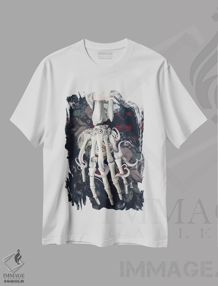 تیشرت سفید طرح دار چشم زخم، دکوراسیون جایگزین اثر اف اف او آرت | فروشگاه ایماژ