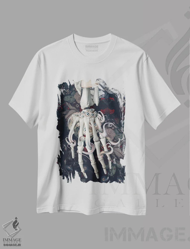 تیشرت سفید طرح دار چشم زخم، دکوراسیون جایگزین اثر اف اف او آرت | فروشگاه ایماژ