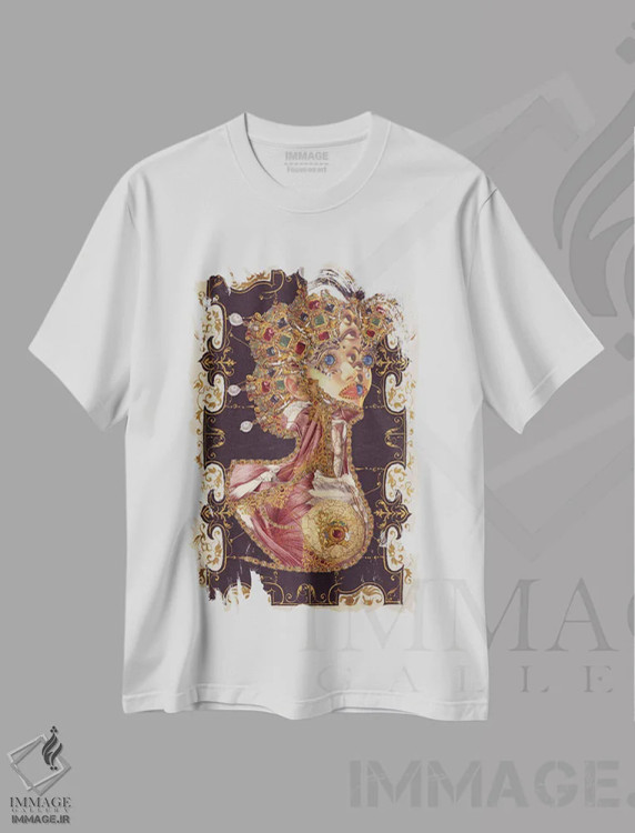 تیشرت سفید طرح دار شکوه ۳، دکوراسیون جایگزین اثر اف اف او آرت | فروشگاه ایماژ