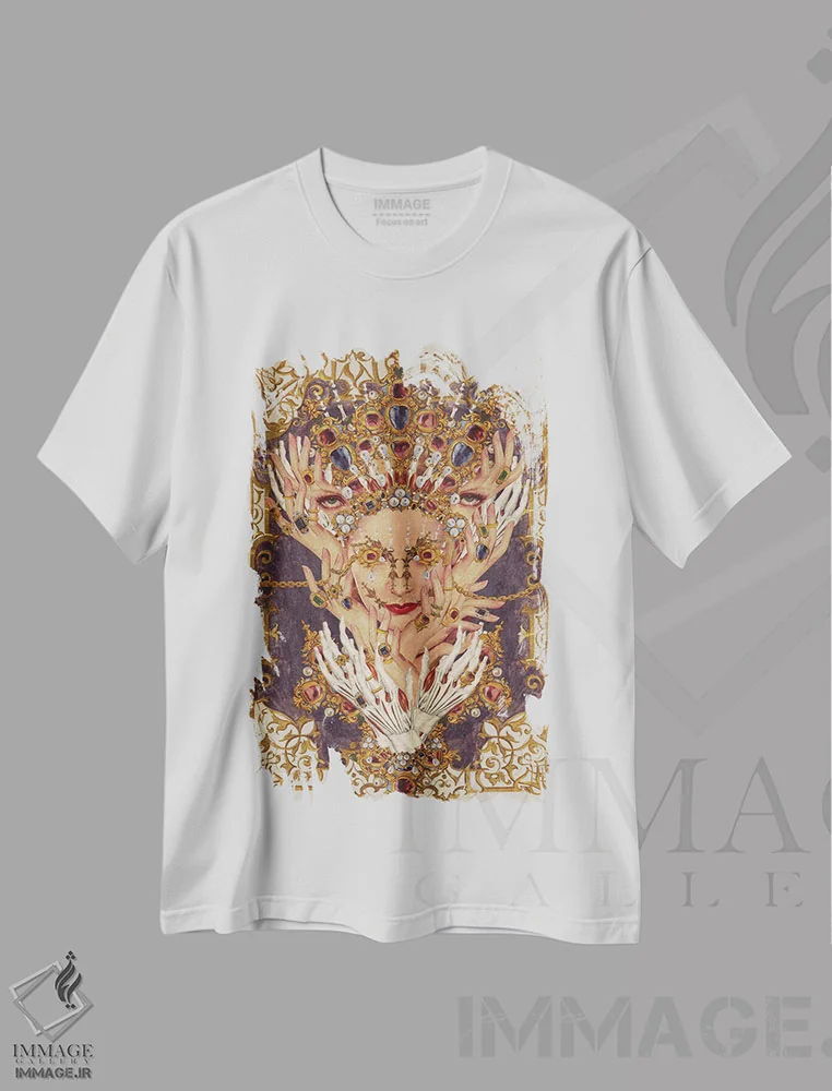 تیشرت سفید طرح دار شکوه ۴، دکوراسیون جایگزین اثر اف اف او آرت | immage.ir