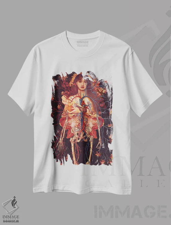 تیشرت سفید طرح دار ونوس ورتیکوردیا، دکوراسیون جایگزین اثر اف اف او آرت | immage.ir