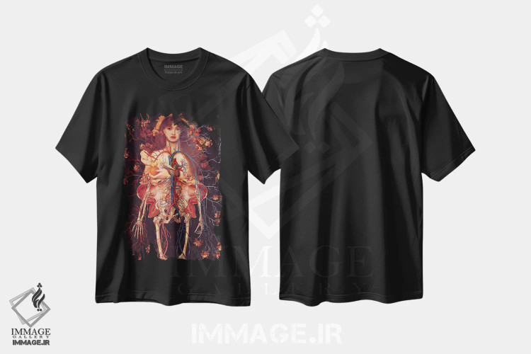 تیشرت مشکی طرح دار ونوس ورتیکوردیا، دکوراسیون جایگزین اثر اف اف او آرت | فروشگاه ایماژ