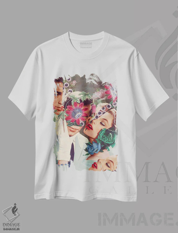 تیشرت سفید طرح دار پاسیفلورا، دکوراسیون جایگزین اثر اف اف او آرت | immage.ir