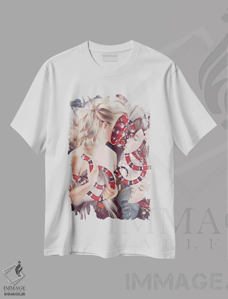 تیشرت سفید طرح دار حسادت ابدی، دکوراسیون جایگزین اثر اف اف او آرت | immage.ir