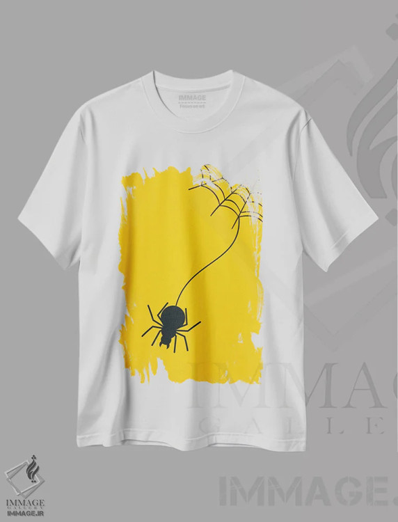 تیشرت سفید طرح دار تنیدن تار بالای تخت تو، هنر دیجیتال اثر فایو بای فایو کالکتیو | immage.ir