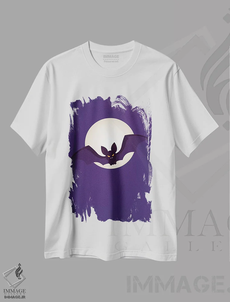 تیشرت سفید طرح دار پرواز مخفیانه در شب، هنر دیجیتال اثر فایو بای فایو کالکتیو | فروشگاه ایماژ