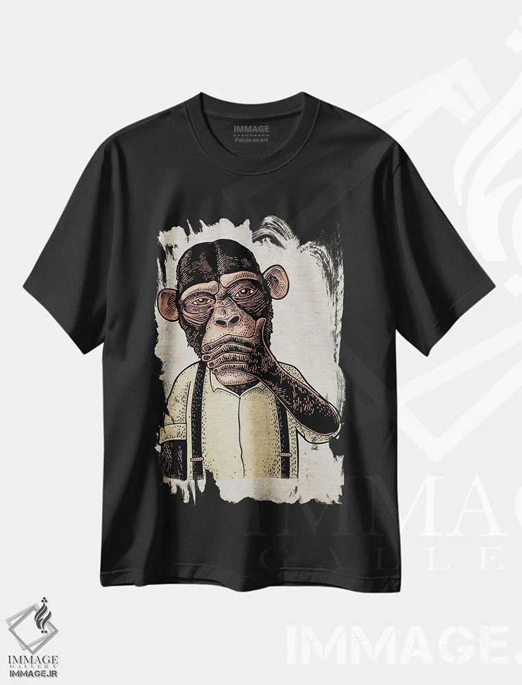 تیشرت مشکی طرح دار گفتن هیچ بدی به رنگ بر روی کاغذ قدیمی، دکوراسیون جایگزین اثر فیشرکرافت | فروشگاه ایماژ