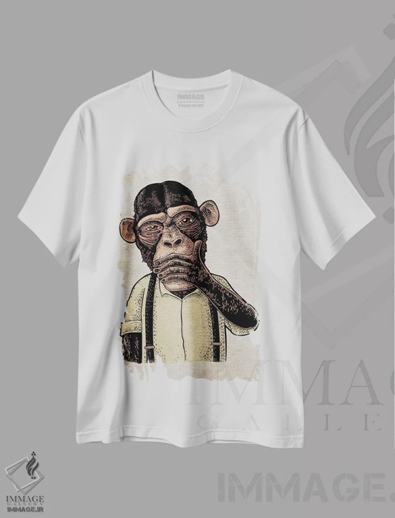 تیشرت سفید طرح دار گفتن هیچ بدی به رنگ بر روی کاغذ قدیمی، دکوراسیون جایگزین اثر فیشرکرافت | immage.ir