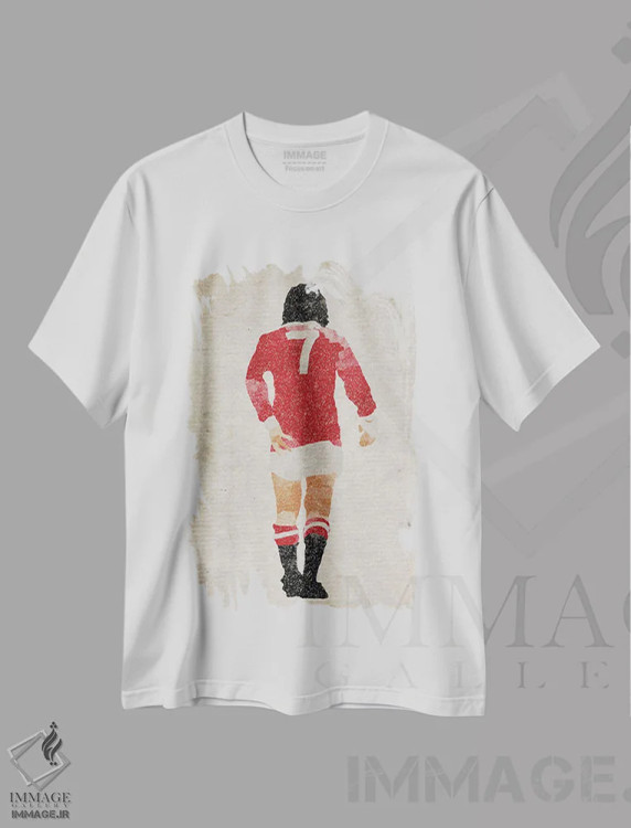 تیشرت سفید طرح دار جرج بست، هنر دیجیتال اثر فیشرکرافت | فروشگاه ایماژ
