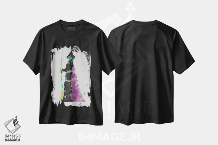 تیشرت مشکی طرح دار شرور، هنر دیجیتال اثر فیشرکرافت | فروشگاه ایماژ