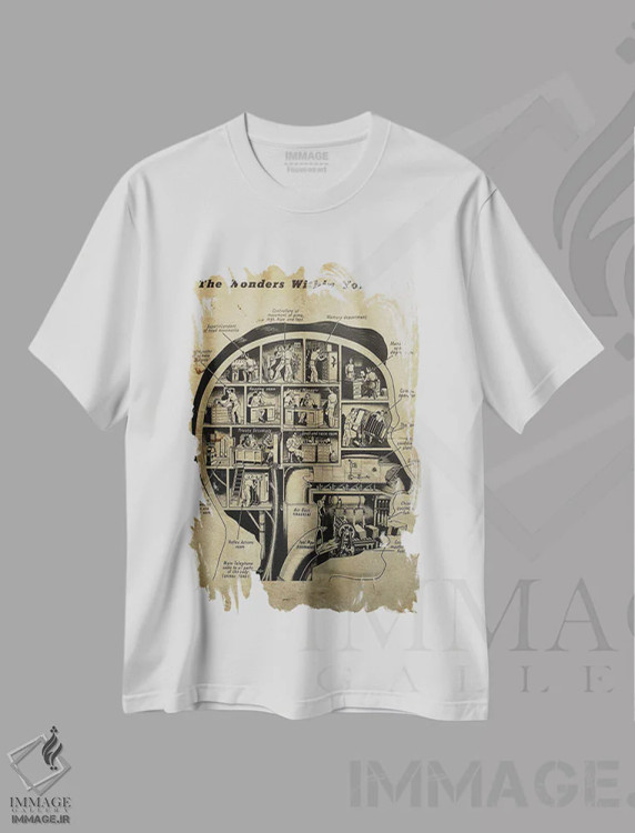 تیشرت سفید طرح دار شگفتی های درون ذهنت، هنر دیجیتال اثر فیشرکرافت | فروشگاه ایماژ