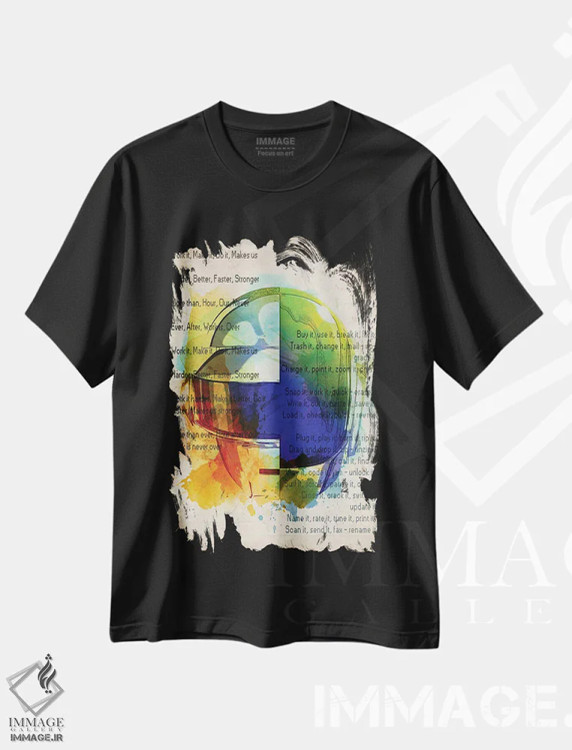 تیشرت مشکی طرح دار متن آهنگ Harder Better Faster دفت پانک، هنر دیجیتال اثر فیشرکرافت | immage.ir