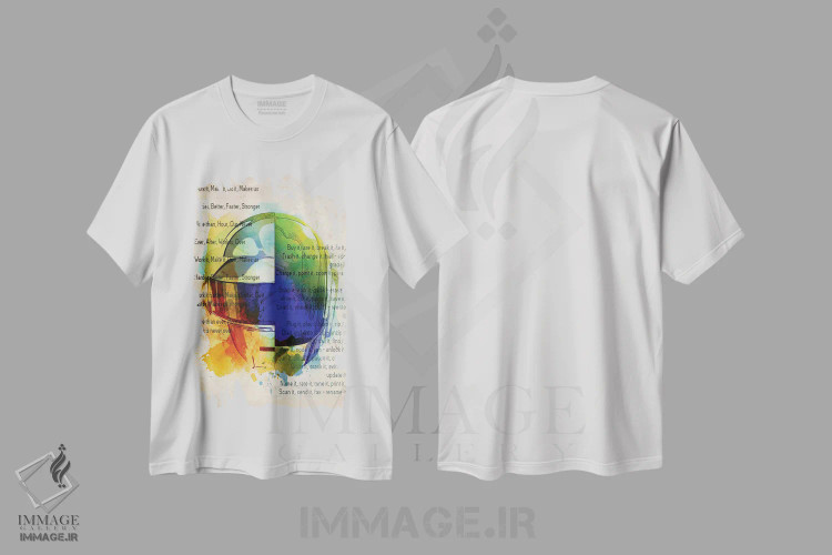 تیشرت سفید طرح دار متن آهنگ Harder Better Faster دفت پانک، هنر دیجیتال اثر فیشرکرافت | فروشگاه ایماژ