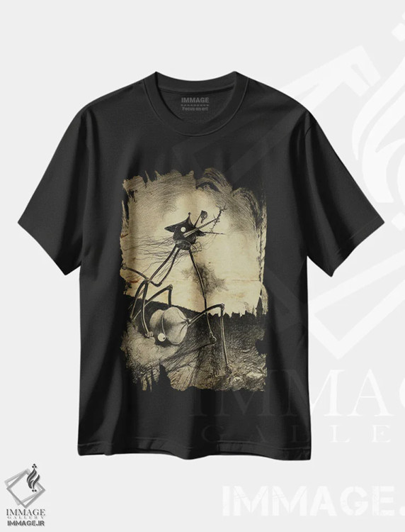تیشرت مشکی طرح دار همرزم افتاده جنگ دنیاها، هنر دیجیتال اثر فیشرکرافت | immage.ir
