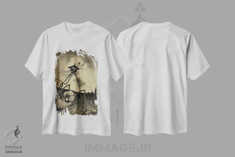 تیشرت سفید طرح دار همرزم افتاده جنگ دنیاها، هنر دیجیتال اثر فیشرکرافت | فروشگاه ایماژ