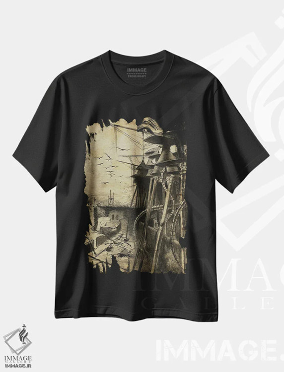 تیشرت مشکی طرح دار دشمنان پنهان جنگ دنیاها، هنر دیجیتال اثر فیشرکرافت | فروشگاه ایماژ