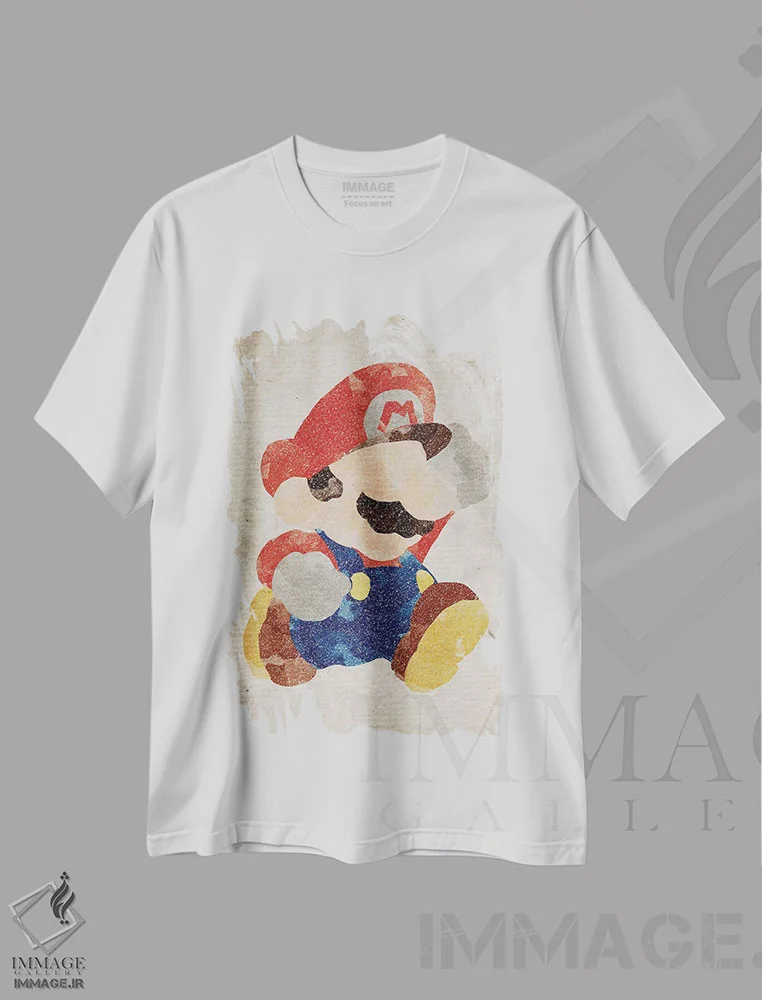 تیشرت سفید طرح دار ماریو، هنر دیجیتال اثر فیشرکرافت | فروشگاه ایماژ