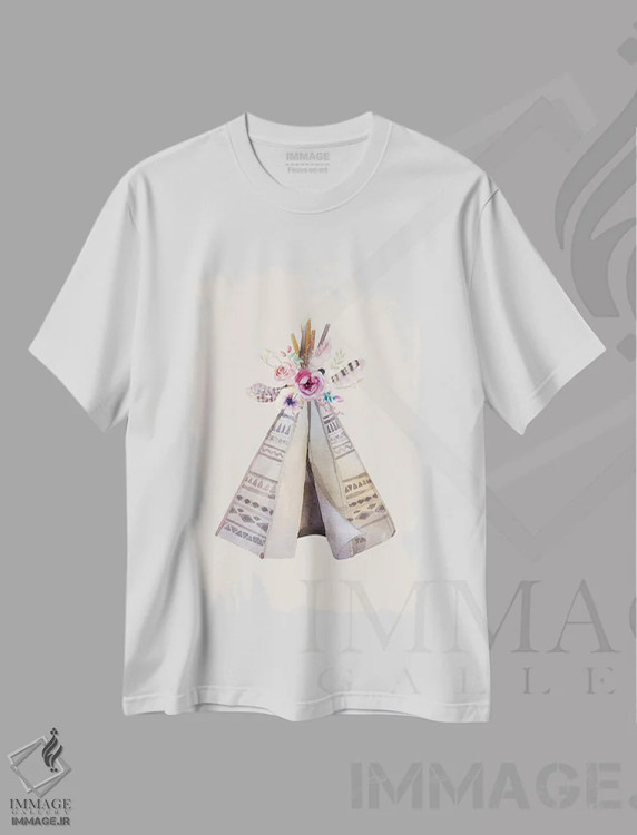 تیشرت سفید طرح دار چادر هندی گلدار بوهمی، دکور بوهمی اثر فیشرکرافت | immage.ir