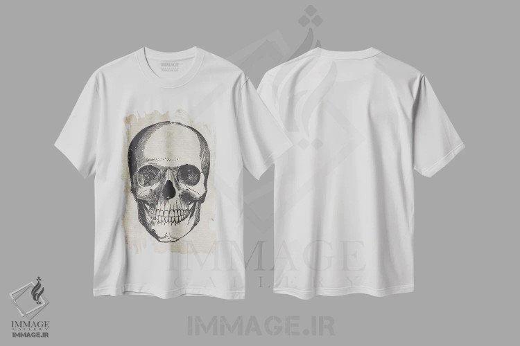 تیشرت سفید طرح دار چاپ پزشکی جمجمه قدیمی، تزئینی اثر فیشرکرافت | فروشگاه ایماژ