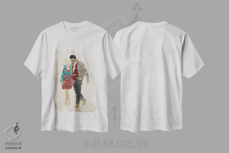 تیشرت سفید طرح دار رمانس حقیقی: آلاباما و کلارنس، هنر دیجیتال اثر فیشرکرافت | immage.ir