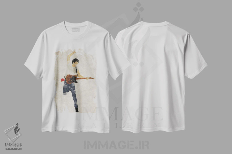 تیشرت سفید طرح دار بروس اسپرینگستین، هنر دیجیتال اثر فیشرکرافت | فروشگاه ایماژ
