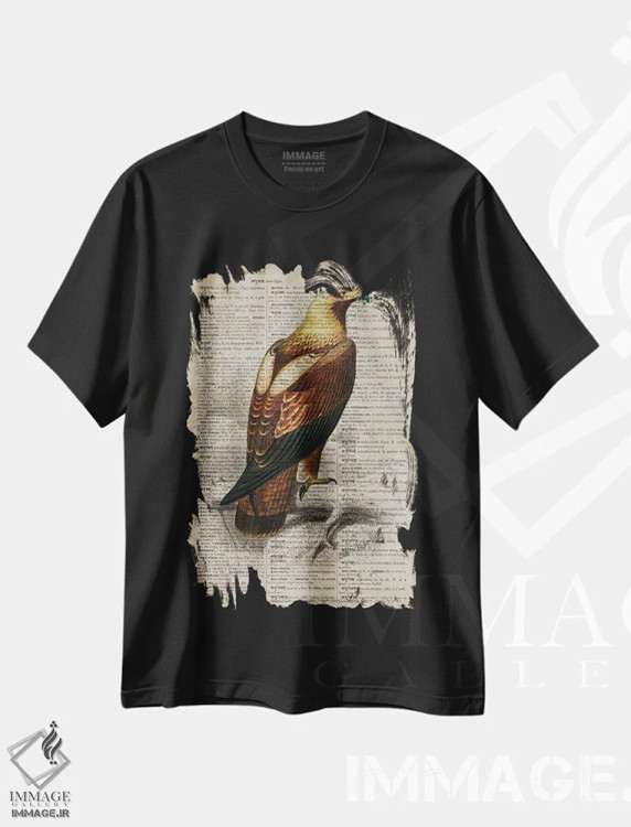 تیشرت مشکی طرح دار عقاب، تزئینی اثر فیشرکرافت | immage.ir