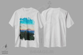 تیشرت سفید طرح دار جنگل و کوهستان، هنر دیجیتال اثر فیشرکرافت | immage.ir