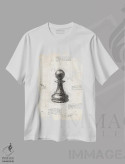 تیشرت سفید طرح دار مهره شطرنج داوینچی، تزئینی اثر فیشرکرافت | فروشگاه ایماژ