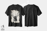 تیشرت مشکی طرح دار سر گوزن کلاسیک، تزئینی اثر فیشرکرافت | فروشگاه ایماژ