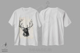 تیشرت سفید طرح دار سر گوزن کلاسیک، تزئینی اثر فیشرکرافت | immage.ir