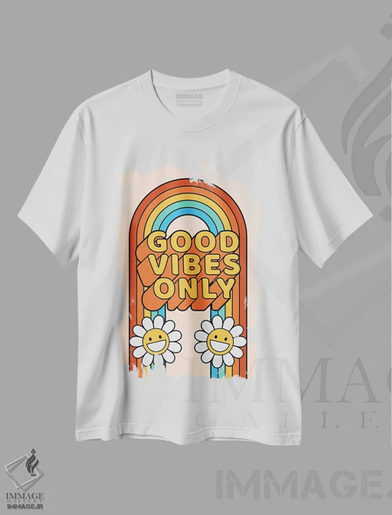 تیشرت سفید طرح دار فقط حس خوب؛ قدرت گل ها، هنر دیجیتال اثر فیشرکرافت | فروشگاه ایماژ