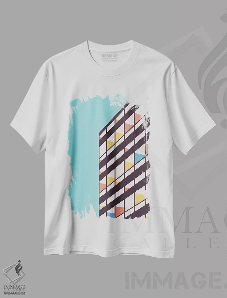 تیشرت سفید طرح دار کوربوزیه، تزئینی اثر فلوران بُدار | فروشگاه ایماژ